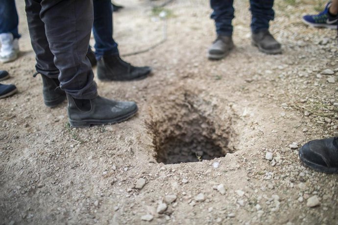 Túnel excavado por milicianos palestinos para escapar de la cárcel de Gilboa