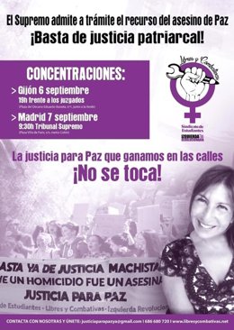 Cartel anunciador de las movilizaciones para reclamar Justicia para Paz Fernández Borrego