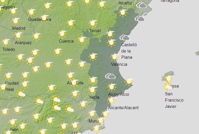 El tiempo este martes 7 de agosto de 2021 en la Comunitat Valenciana.