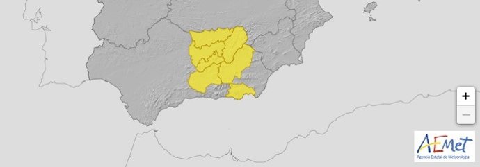 Captura de pantalla de los avisos de la Aemet.
