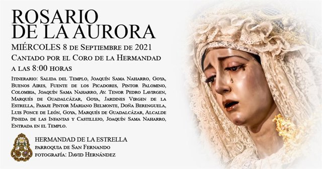 Cartel anunciador del Rosario de la Aurora de la Virgen de la Estrella.