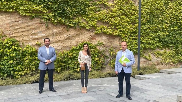 Los diputados de VOX en las Cortes de Aragón: Santiago Morón, Marta Fernández y David Arranz.