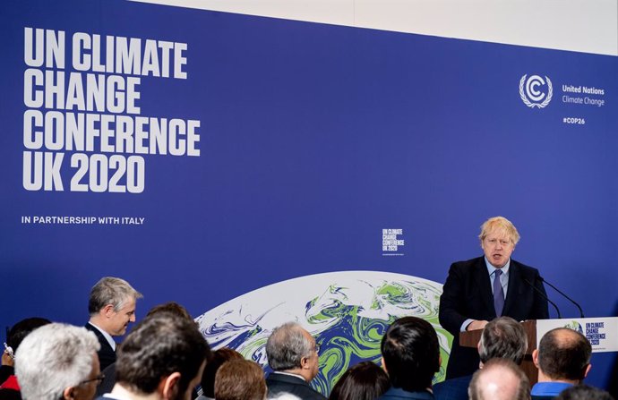 Archivo - 04 February 2020, England, London: UK Prime Minister Boris Johnson speaks at the launch of the next 2020 United Nations Climate Change Conference (COP26), which will be held in Glasgow from 9 to 19 November 2020 under the presidency of the UK 