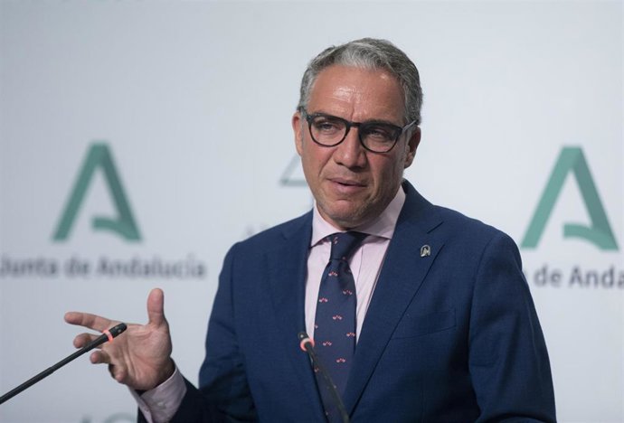 El consejero de Presidencia, Elías Bendodo, durante la rueda de prensa tras la reunión del Consejo de Gobierno de la Junta de Andalucía. A 07 de septiembre de 2021, en Sevilla (Andalucía , España).