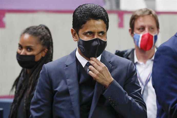 Archivo - Nasser al-Khelaifi durante un partido del PSG femenino