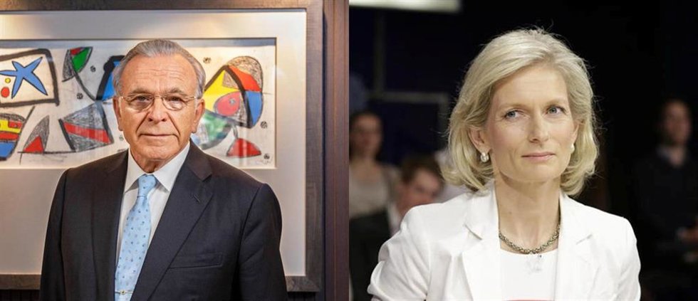 El presidente de la Fundación La Caixa, Isidre Fainé, y la editora de The Economist, Susan 'Zanny0 Minton