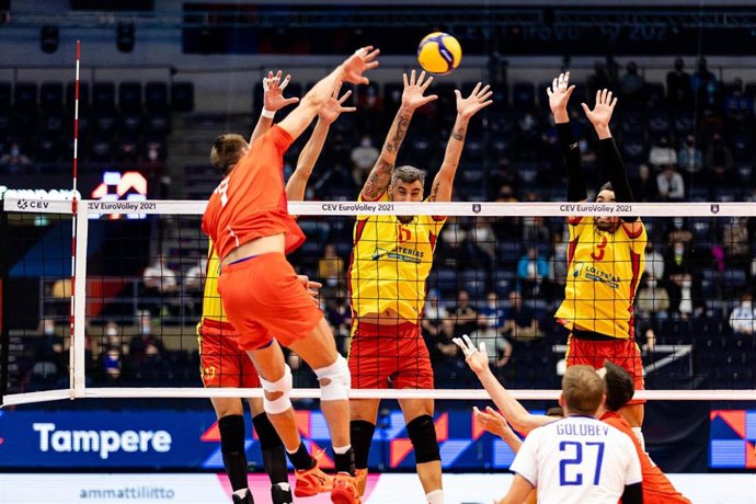 La selección española masculina de voleibol ante Rusia en el Campeonato de Europa