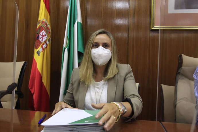 La consejera de Fomento, Infraestructuras y Ordenación del Territorio, Marifrán Carazo en la comisión parlamentaria de su área