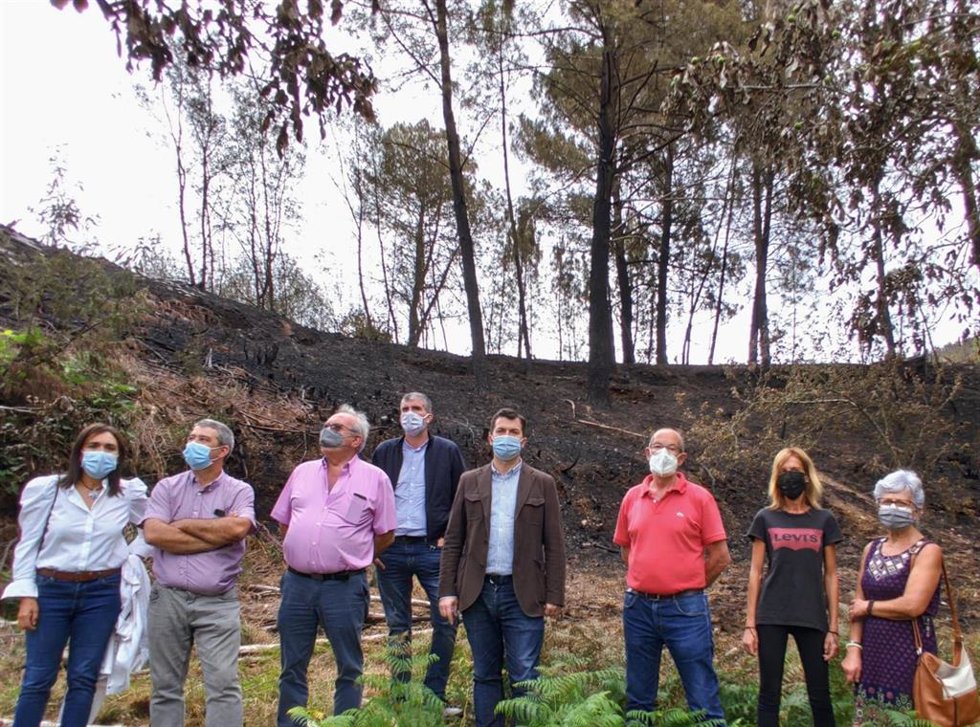 Gonzalo Caballero en visita a Ribas de Sil tras el incendio