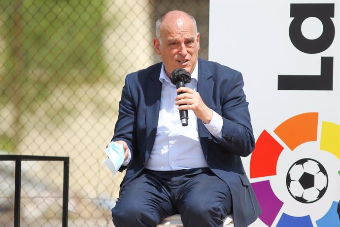 Archivo - Javier Tebas, President of La Liga during Institutional Presentation of ESC Madrid, the sports and educational center that both professional leagues, La liga and NBA, will share in Villaviciosa de Odon on Jun 15, 2021 in Villaviciosa de Odon, 