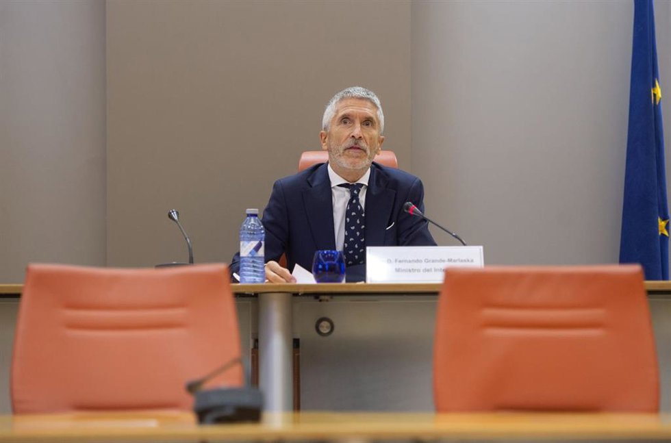El ministro de Interior, Fernando Grande-Marlaska, interviene durante la presentación del balance de la Operación Verano de la Dirección General de Tráfico (DGT), a 3 de septiembre de 2021, en Madrid, (España).