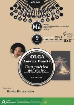 El Centro Andaluz de las Letras presenta en Málaga el ensayo de Olga Amarís 'Una poética del exilio'