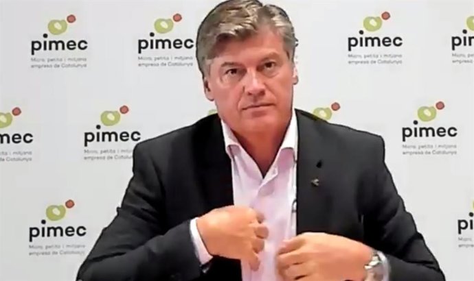 El presidente de Pimec, Antoni Cañete, durante su intervención.