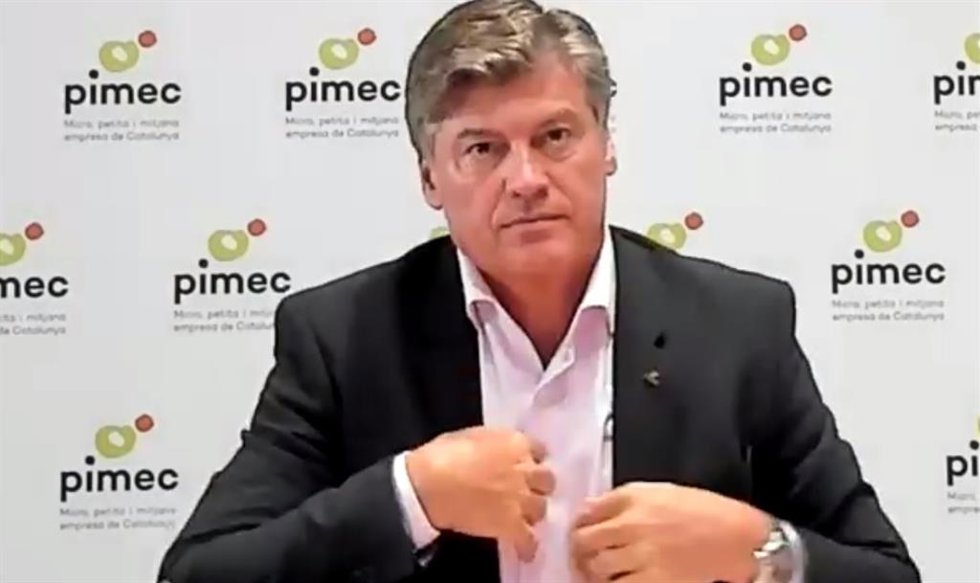 El presidente de Pimec, Antoni Cañete, durante su intervención.
