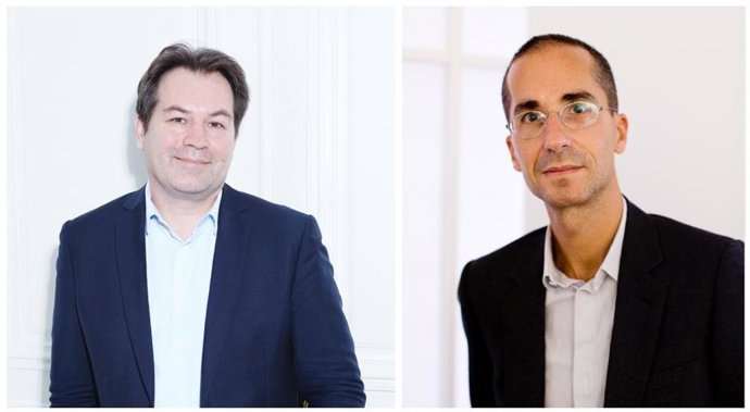 Portrait (left) of Guillaume Piens  Chiara Santarelli and portrait (right) of Hervé Mikaeloff  Mazen Saggar