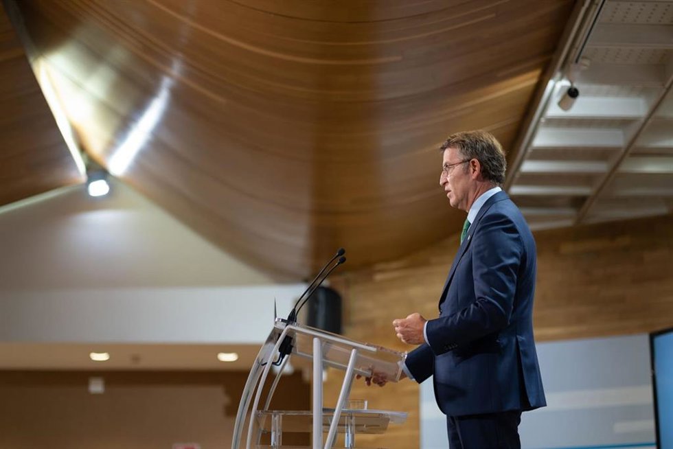 El titular del Gobierno gallego, Alberto Núñez Feijóo, en la rueda de prensa posterior al Consello de la Xunta del 9 de septiembre de 2021