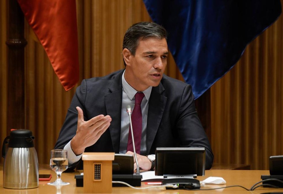 El secretario general del PSOE y presidente del Gobierno, Pedro Sánchez, interviene en la reunión interparlamentaria del Grupo Parlamentario Socialista en el Congreso de los Diputados, a 8 de septiembre de 2021, en Madrid (España). 