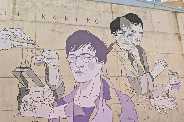 Imagen de Karikó que protagoniza el primer mural del proyecto Dones de ciència del curso 2021/22