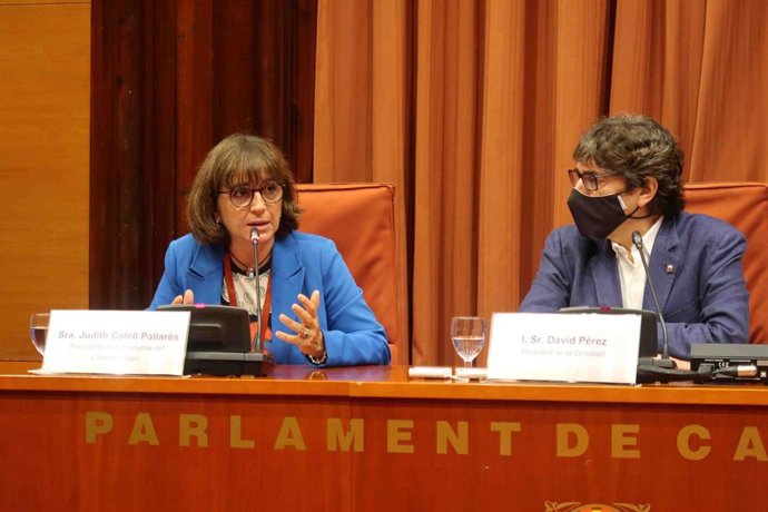 La presidenta de l'Acadmia del Cinema Catal, Judith Colell, en la comissió de control de la CCMA