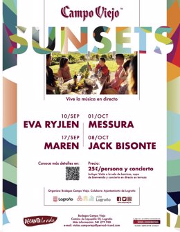 JACK BISONTE, EVA RYJLEN, MAREN Y MESSURA PROTAGONIZAN UNA NUEVA EDICIÓN DE LOS SUNSETS, EL CICLO DE PROPUESTAS MUSICALES DE BODEGAS CAMPO VIEJO