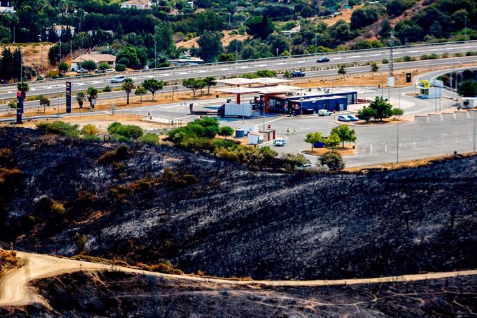 Paraje calcinados por el incendio en Sierra Bermeja a 10 de septiembre 2021 en Estepona (Málaga) (Andalucía)