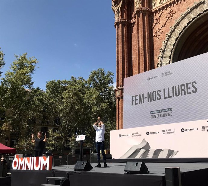 El president d'mnium, Jordi Cuixart, en l'acte de l'entitat amb motiu de la Diadad de Catalunya