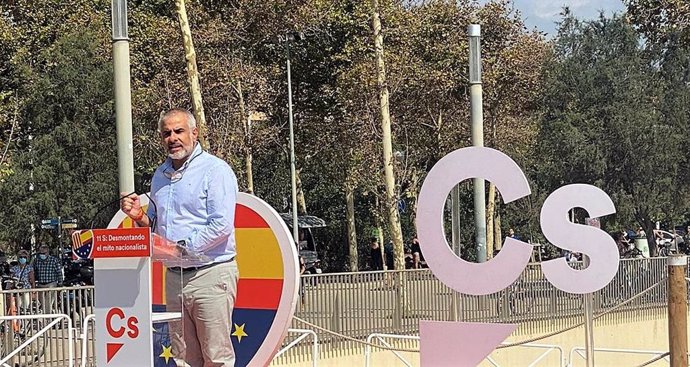 El líder de Cs en Catalunya, Carlos Carrizosa, en el acto del partido por la Diada