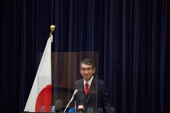 Archivo - El ministro de vacunación de Japón y candidato a presidir el Partido Liberal Democrático, Taro Kono