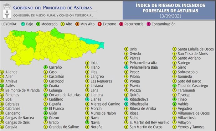 Mapa  de riesgo de incendio forestal.