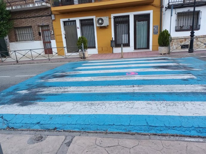 Paso de peatones en la carretera CM-2004.