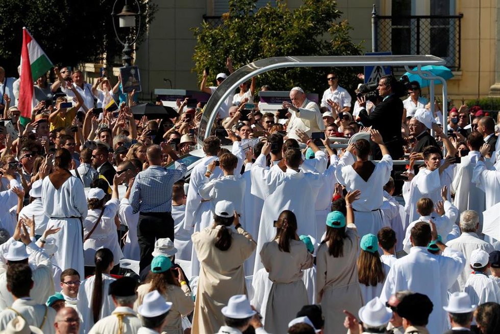 El Papa Francisco durante su visita a Budapest