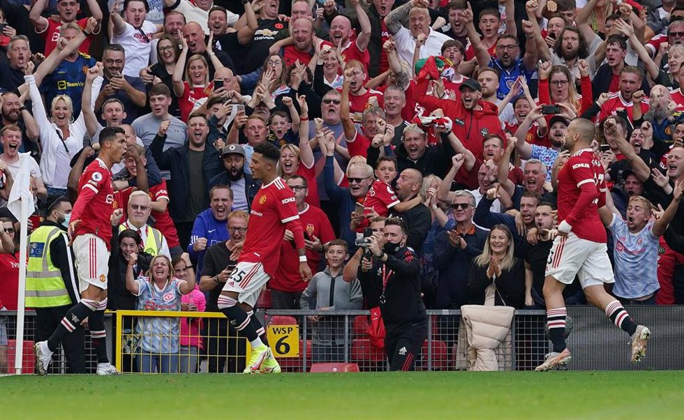 Cristiano Ronaldo celebra un gol con el Manchester United