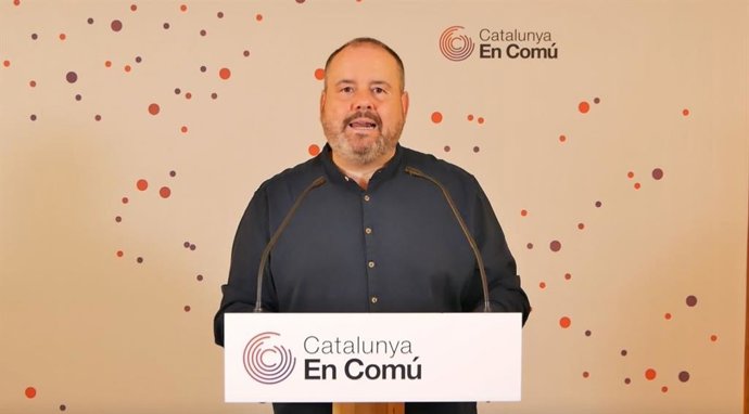 El portavoz de los comuns y diputado en el Congreso, Joan Mena, en rueda de prensa telemática