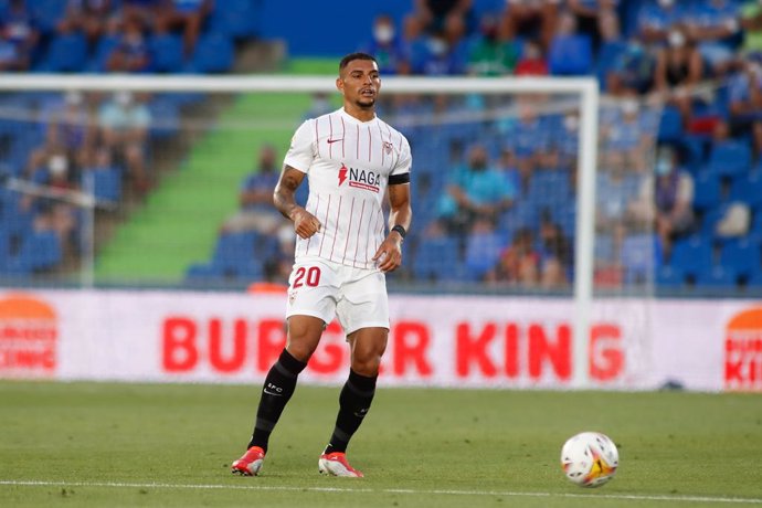 Diego Carlos of Sevilla in action during spanish league, La Liga Santander, football match played between Getafe CF and Sevilla FC at Coliseo Alfonso Perez Stadium on August 23, 2021, in Getafe, Madrid, Spain.