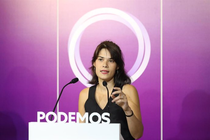 La coportavoz de Podemos, Isa Serra, ofrece una rueda de prensa en la sede del partido, a 13 de septiembre de 2021, en Madrid (España). Durante su comparecencia han anunciado que Podemos presentará una propuesta para reformar el acceso a la carrera judi