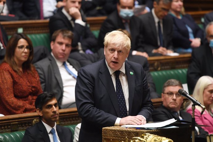 HANDOUT - 07 September 2021, United Kingdom, London: UKPrime Minister Boris Johnson speaks in the House of Commons, where he has announced a 1.25 per cent increase in National Insurance from April 2022 to address the funding crisis in the health and so