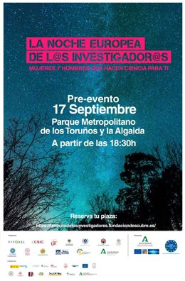 Cartel de La noche europea de los investigadores en Los Toruños.