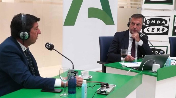 El vicepresidente de la Junta, Juan Marín, este martes durante su entrevista con Carlos Alsina en Onda Cero.