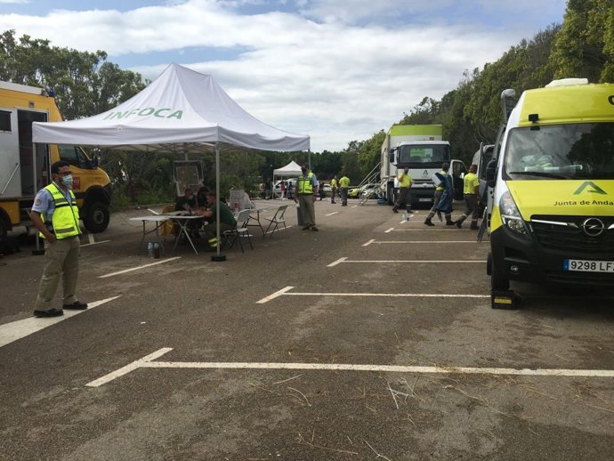 Desmontaje del puesto de mando avanzado del incendio de Sierra Bermeja