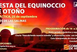 Cartel de la Fiesta del Equinoccio de Otoño en el centro de divulgación astronómica Galáctica, en la localidad turolense de Arcos de Salinas.