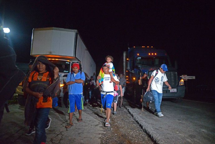 01 September 2021, Mexico, Mapastepec: The caravan of migrants heads to the United States despite attempts by the Mexican National Guard to stop them. Photo: -/El Universal via ZUMA Press Wire/dpa