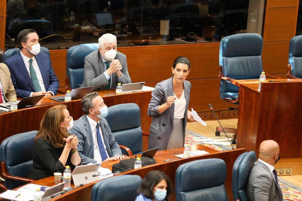 Archivo - La portavoz de Vox en la Asamblea de Madrid, Rocío Monasterio, durante una sesión plenaria en la Asamblea de Madrid, a 15 de julio de 2021, en Madrid (España). El pleno debate hoy la creación de una comisión que investigue la gestión de las re