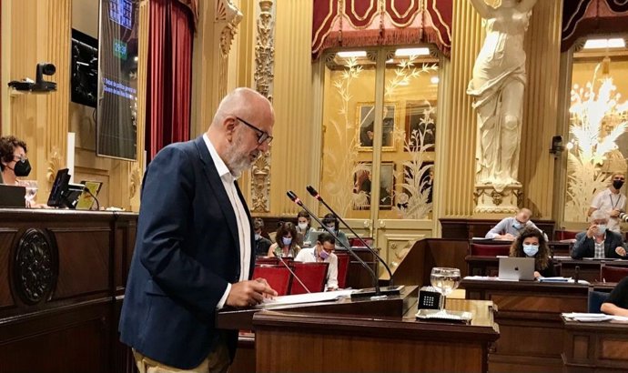 El portavoz de MÉS per Mallorca en el Parlament balear, Miquel Ensenyat, en su intervención en el Debate de Política General.