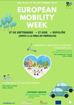 Cartel con las actividades de la Semana de Movilidad de Soria.
