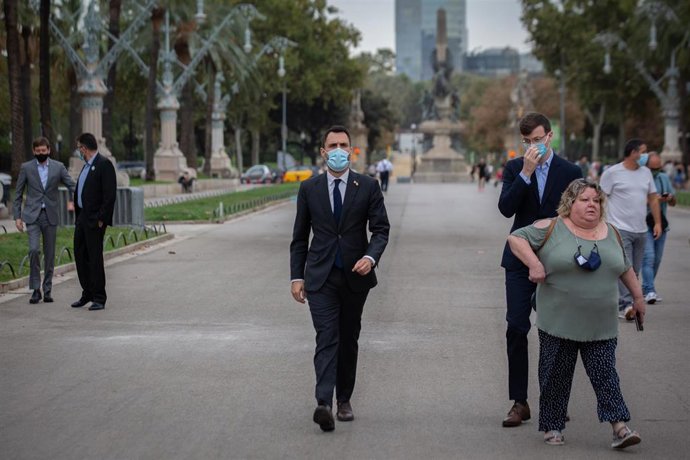 El conseller de Trabajo de la Generalitat y expresidente del Parlament, Roger Torrent, antes de declarar ante el TSJC