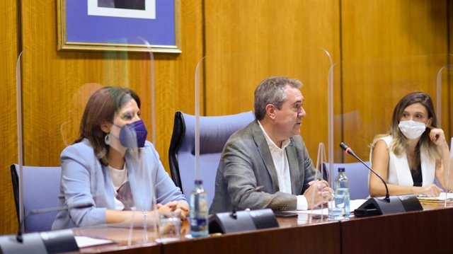 Juan Espadas, este miércoles, en la reunión del Grupo Socialista en el Parlamento andaluz