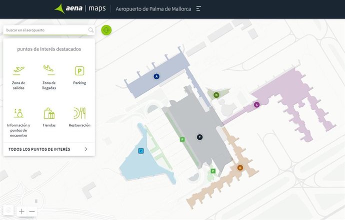 Servicio de mapas de Aena en el aeropuerto de Palma.
