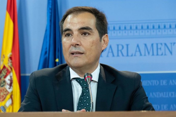 El portavoz parlamentario del PP-A, José Antonio Nieto, en rueda de prensa este miércoles.