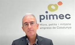 El secretario general de Pimec, Josep Ginesta, este miércoles en rueda de prensa
