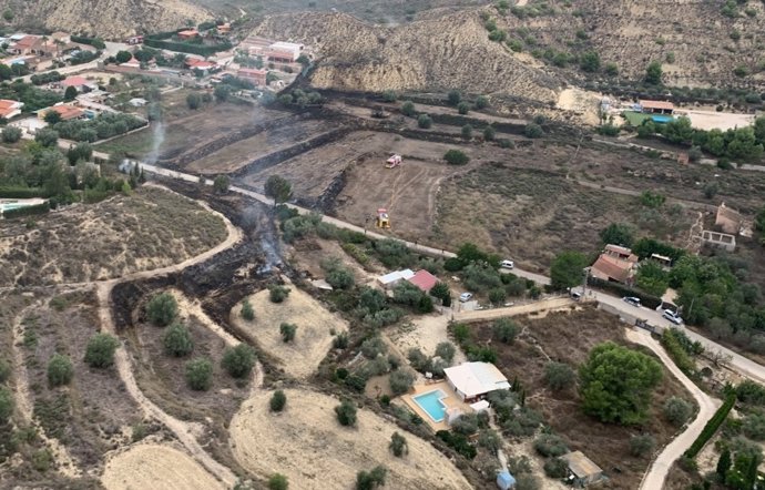 Imagen aérea del terreno afectado en el Camino de los Puros (Murcia)